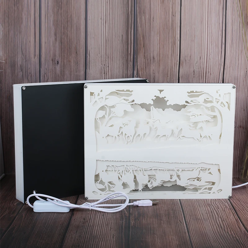 Пользовательские 3D лазерные рамки для резки бумаги светодиодный светильник