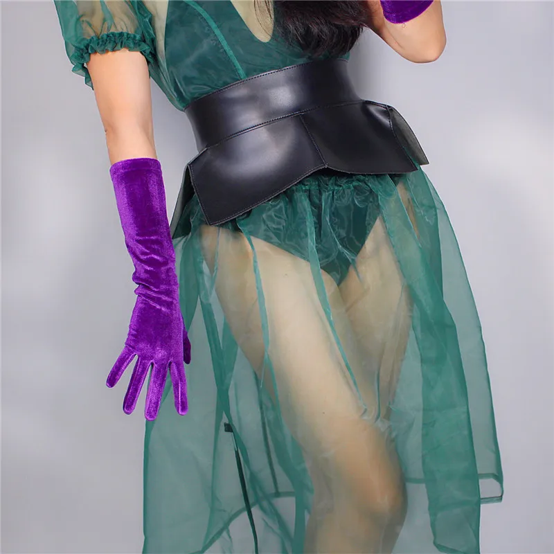 

Velour Medium Length Gloves 40cm Noble Dark Purple Female Models High Elastic Swan Velvet Gold Velour Touchscreen