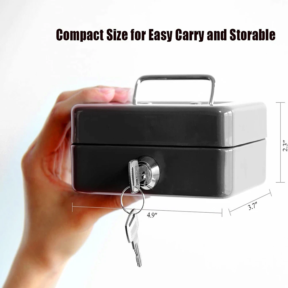 Детали о блокировке стальной замок для наличных денег с ключами поднос