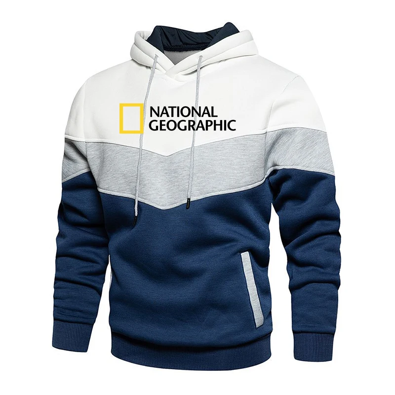 

Fall/Winter New National Geographic Hoodie Men's Survey Explorer Top Hoodie Men's Fashion Outdoor Color Block Sweatshirt