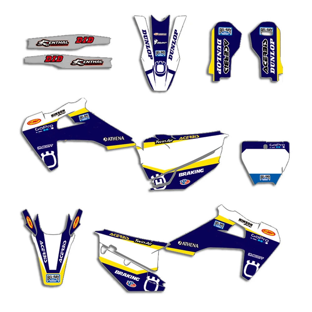 

2019 2020 Team Graphics Decals Stickers Kit For Husqvarna TC FC TX 125 250 350 450 Customized Number DECO Motorcycle Accessories