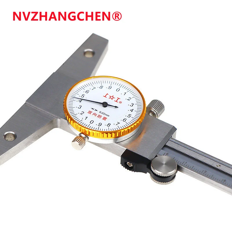0-200mm Vernier Caliper Depth Caliper with Watch Stainless Steel Commercial Dial Style Oil Dipstick Gauge Measuring Tools