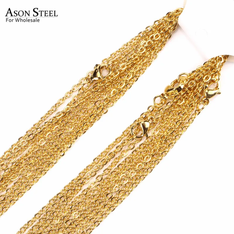 ASONSTEEL, 10 шт./партия, женское и мужское ожерелье, цепочка для изготовления ювелирных изделий, длинная розовая золотая, серебряная цепочка, ожерелье s без кулона