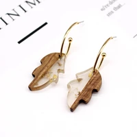 new design korea handmade leaf wooden earrings women jewelry bohemian natural wood acrylic earring gifts pendant