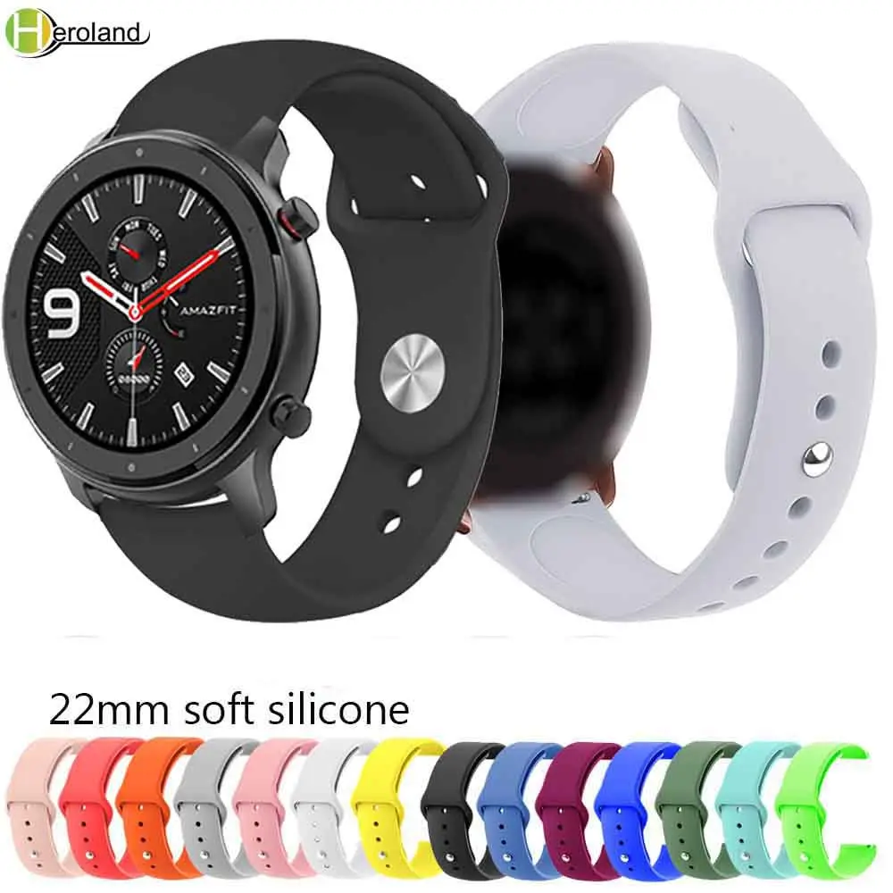 Цветной силиконовый ремешок для часов Huami Amazfit GTR 22 мм 47 умных Huawei GT 46 мм|Ремешки