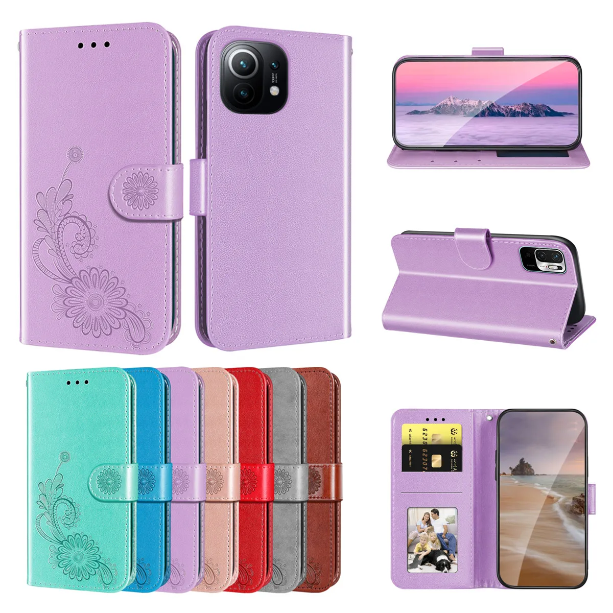

3D Embossed Leather Case for Xiaomi Redmi Note 10 Pro Max K40 9T 9C 9A K30 Flip Phone Wallet Stand Cover Shockproof Fundas Etui