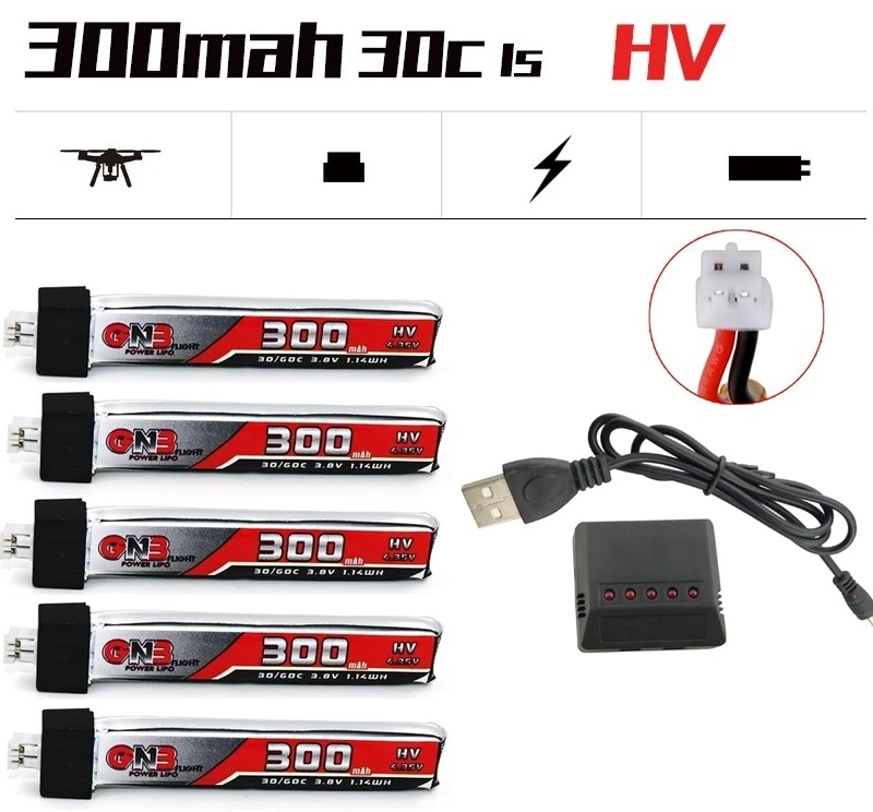 Upgrade GAONENG GNB 1S HV 3.8V 300mAh 30C 4.35V FPV Lipo Battery with PH2.0 Plug For RC Racing Drone Spare Parts Accessories | Игрушки и