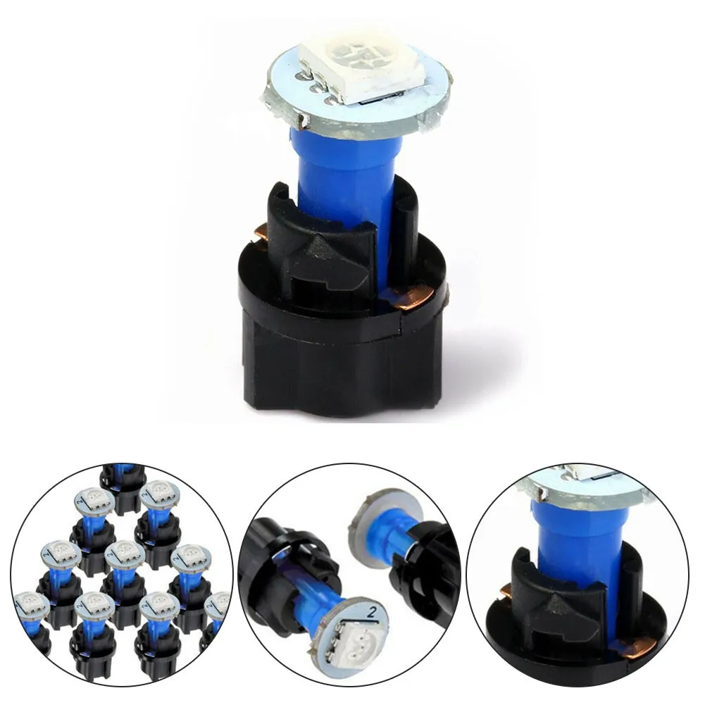 

10x LED Car Instrument Panel Light 5050 74 T5 1SMD Blue Bulbs DC 12V Dash
