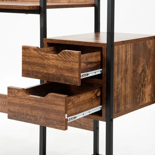 1PC desk with drawer PC 3 shelves Wooden sewing machine table Study Dark brown | Канцтовары для офиса и дома