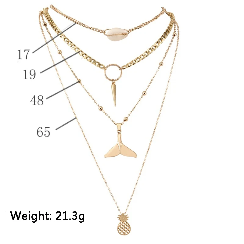 Женское Ожерелье 4 шт./компл. Модная Золотая подвеска в виде рыбьего хвоста с