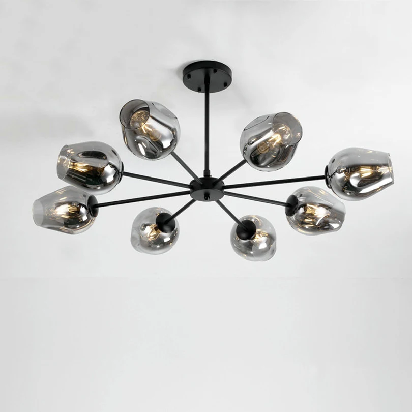 Modern Chandelier Lighting Living Room Bedroom Lights Glass Lampshade LED Golden Black Vintage Pendant Lamps Dining Kitchen | Лампы и