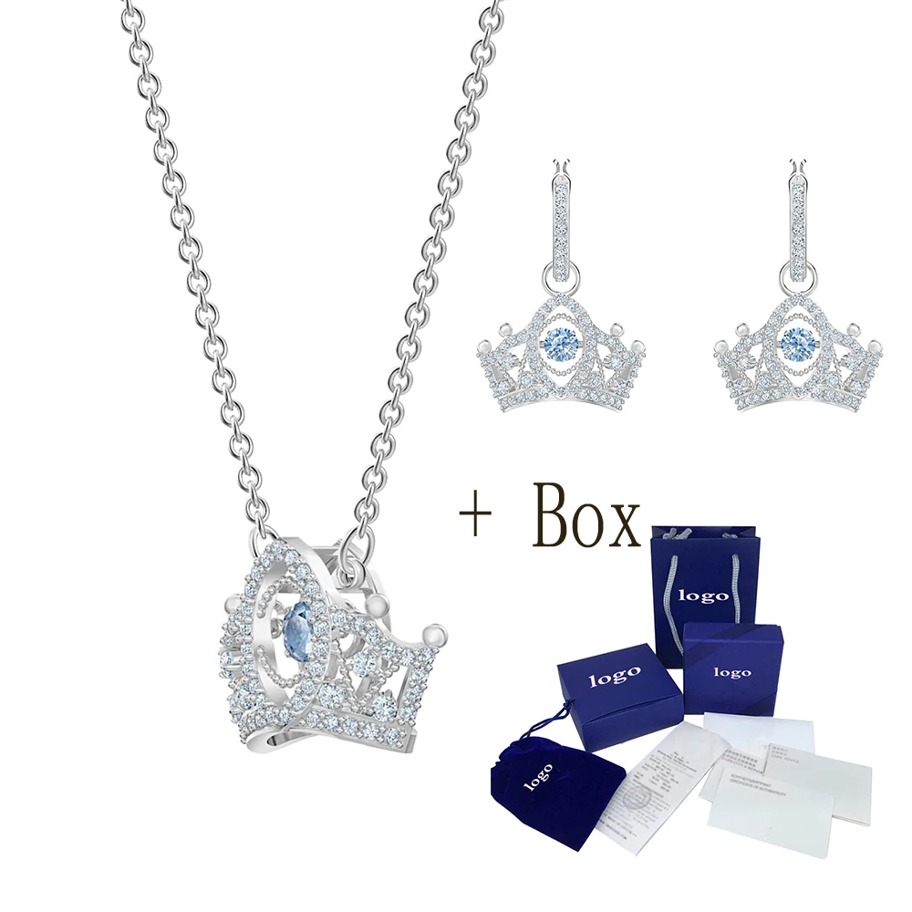 

New Korean Style Beautiful Shiny Queen Crown Earrings Set Send Bride Gift
