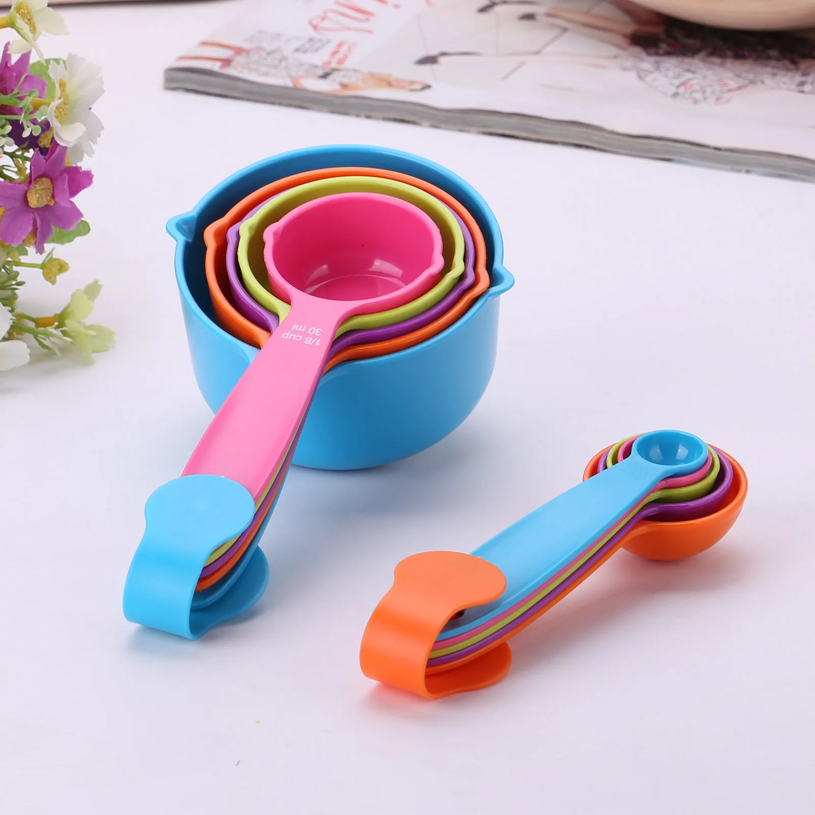 Супер полезные Красочные 5 шт. мерные ложки кухонные инструменты измерение чашки