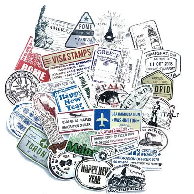 60 шт./компл. печать для печати Visa Postmark наклейки в форме страны и города планшетов