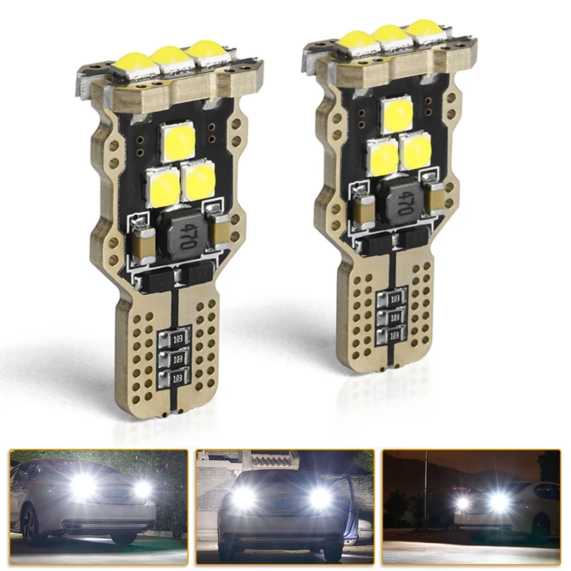 2 шт. T15 W16W светодиодный лампы 3030 9SMD Canbus Error Free обратный светильник Автоматическая сигнальная лампа заднего фонаря ПК супер яркий белый 6000 К 12 В