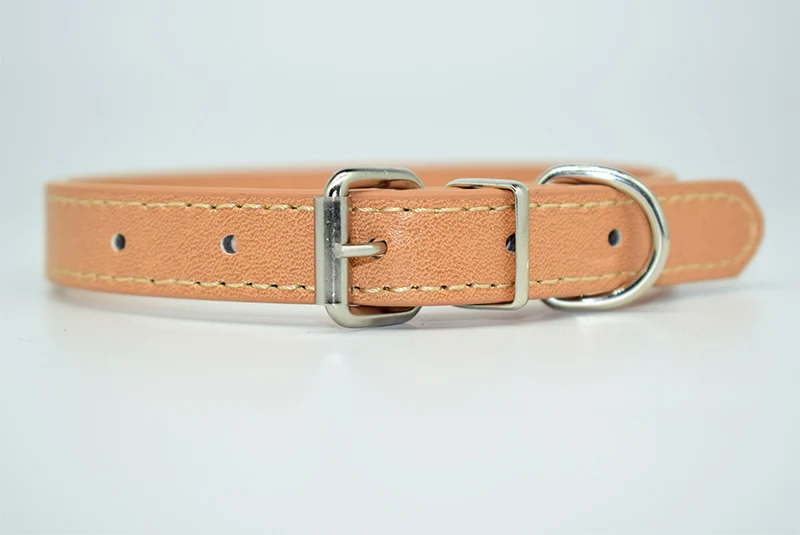 Khaki Из искусственной кожи однотонные мягкие цветной, для домашних животных, для собак ошейник для маленьких, средних и больших собак шейный ремешок регулируемый безопасный Щенок Ошейник для кошек - Цвет: Khaki