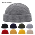 Мужская шапка, осенне-зимние вязаные шапки, женские модные брендовые шапки в стиле хип-хоп, шапки из дыни, Повседневные шапки, однотонные