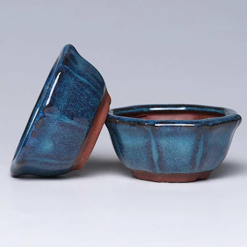 

Pottery Succulent Flower Pot Glazed Ceramic Planter Pot Bowl with Hole Eastern Artistic Ornament for Indoor Outdoor B2Cshop