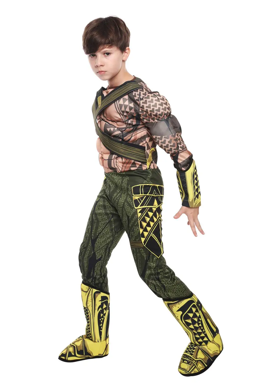 Делюкс Детский Мышечный Правосудие Аквамен Хеллоуин Костюм Мальчик Рассвет DC