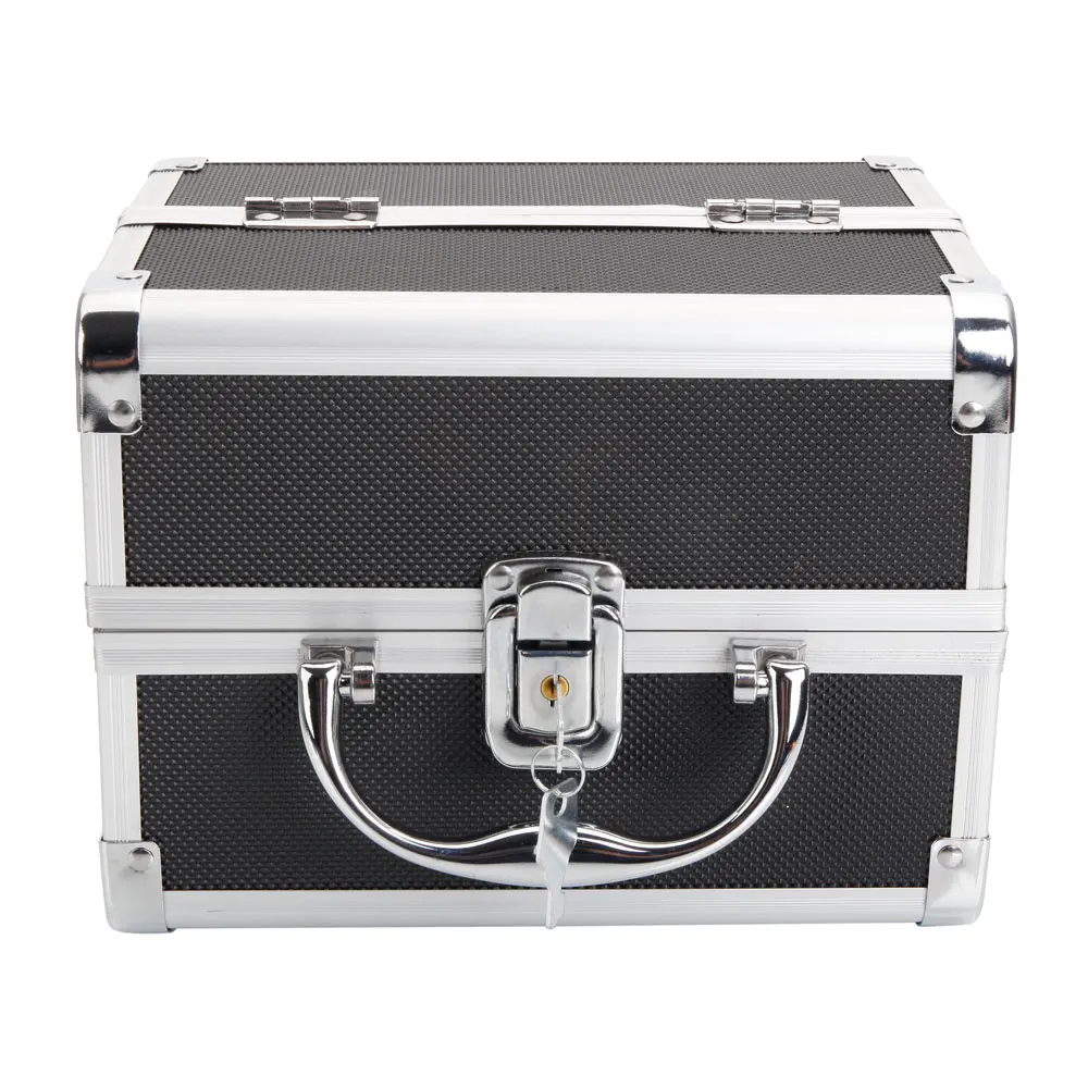 Black Portable Diamond Aluminum Makeup Storage Bag with Mirror & Key  Txture190812307