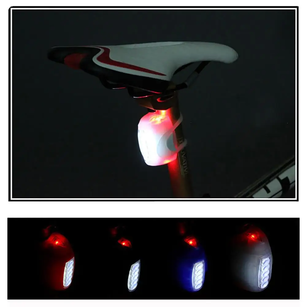 Lampu Sepeda Sepeda Kepala Depan Belakang Bersepeda 7LED Lampu Peringatan Silikon Keselamatan LED Lampu Kilat Perhatian Aksesori Sepeda