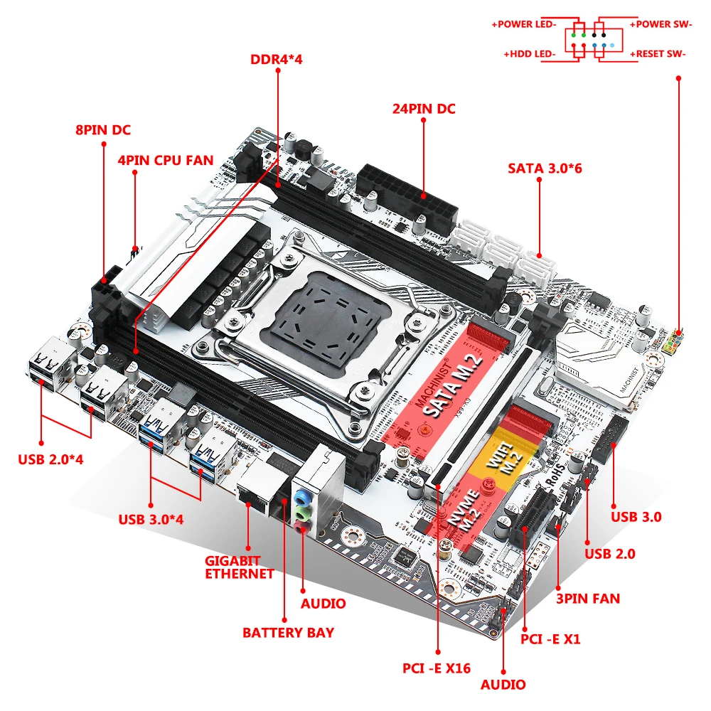 Preise MASCHINIST X99 Motherboard LGA 2011-3 Set Kit Mit Intel Xeon E5 2620 V3 Prozessor 32G(4*8)DDR4 2666MHZ RAM NVME M.2 SSD X99-K9