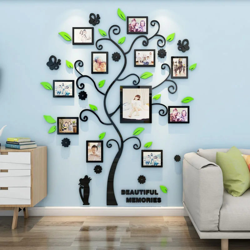 3D DIY фоторамка деревья акриловые наклейки на стены клейкие Семейные настенные