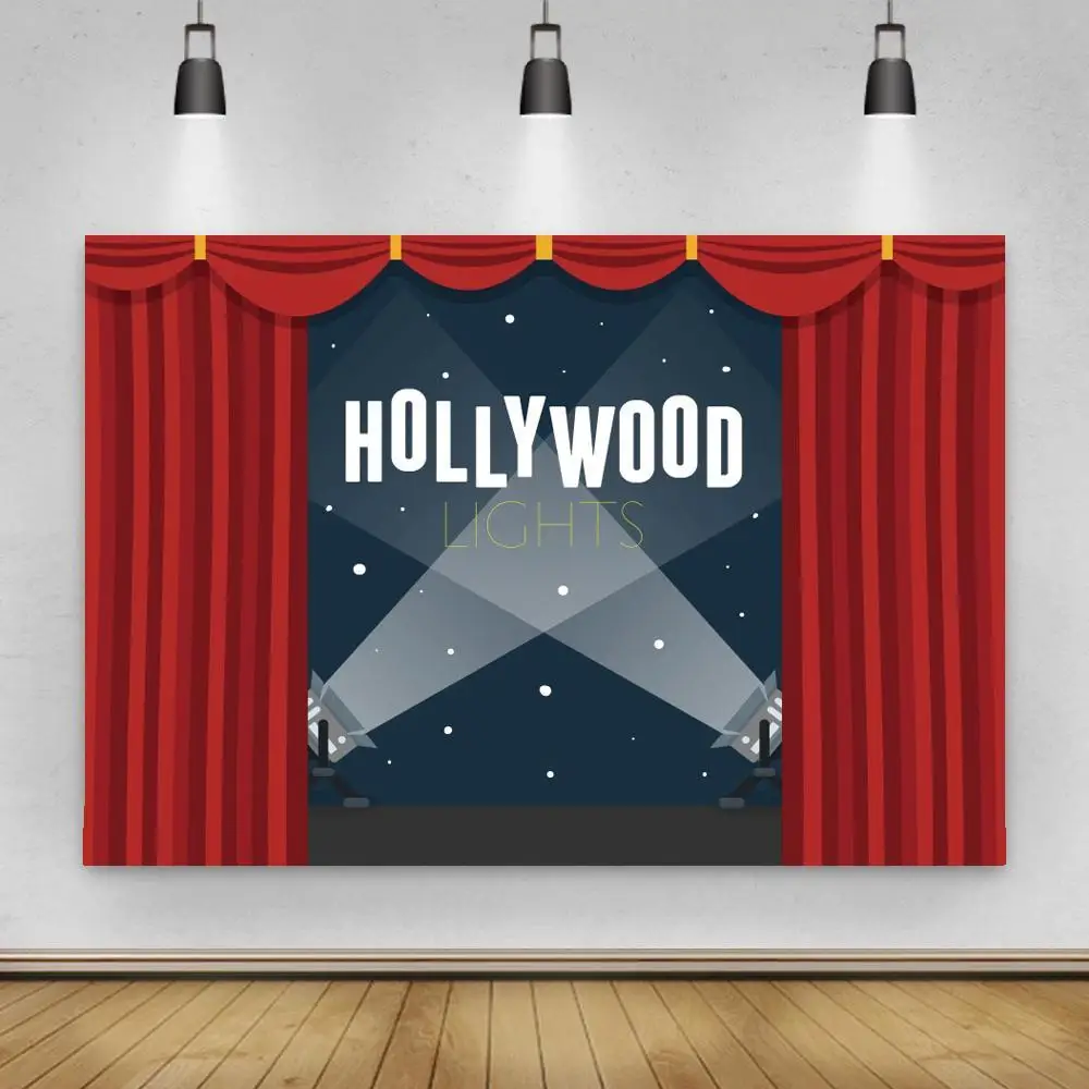 

Hollywood photography backdrop movie night stage red carpet party decor background photo shoot prop studio photocall