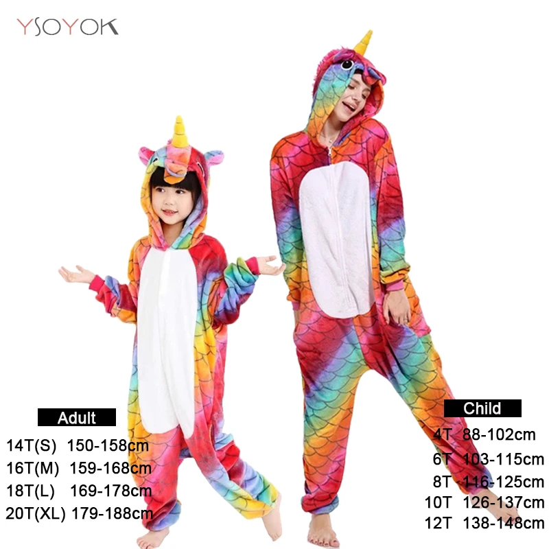 Fish scale unicorn 2 Кигуруми, комбинезон с котом для детей, пижамы зимняя одежда для сна с единорогом детские пижамы для мальчиков и девочек, комбинезон для косплея с вышивкой панды - Цвет: Fish scale unicorn 2