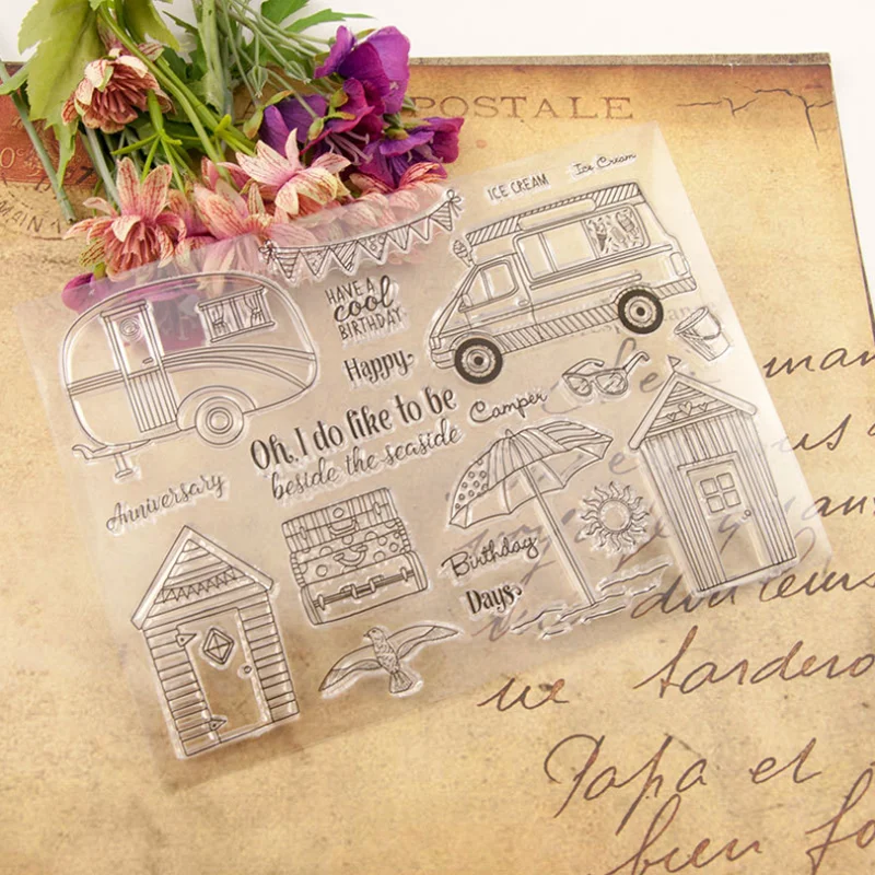 Прозрачный силиконовый штамп для дома и автомобиля прорезиненный трафарет