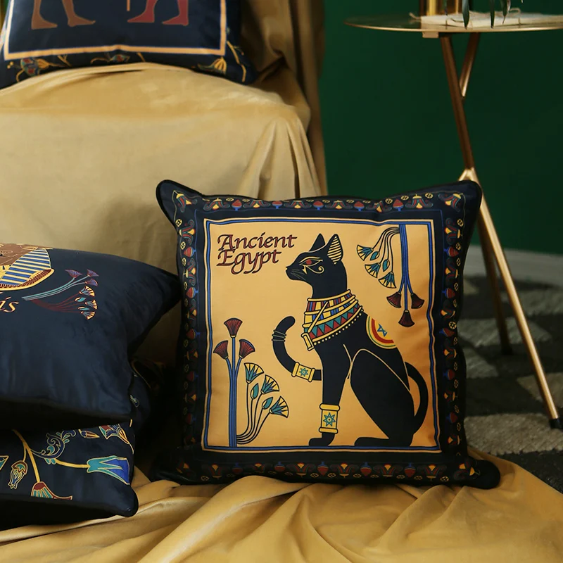

Retro Egyptian Style Pillows Pillowcases Square Sofa Cushions Home Office Decor Cushion Covers Luxury Living Room Pillow Cases