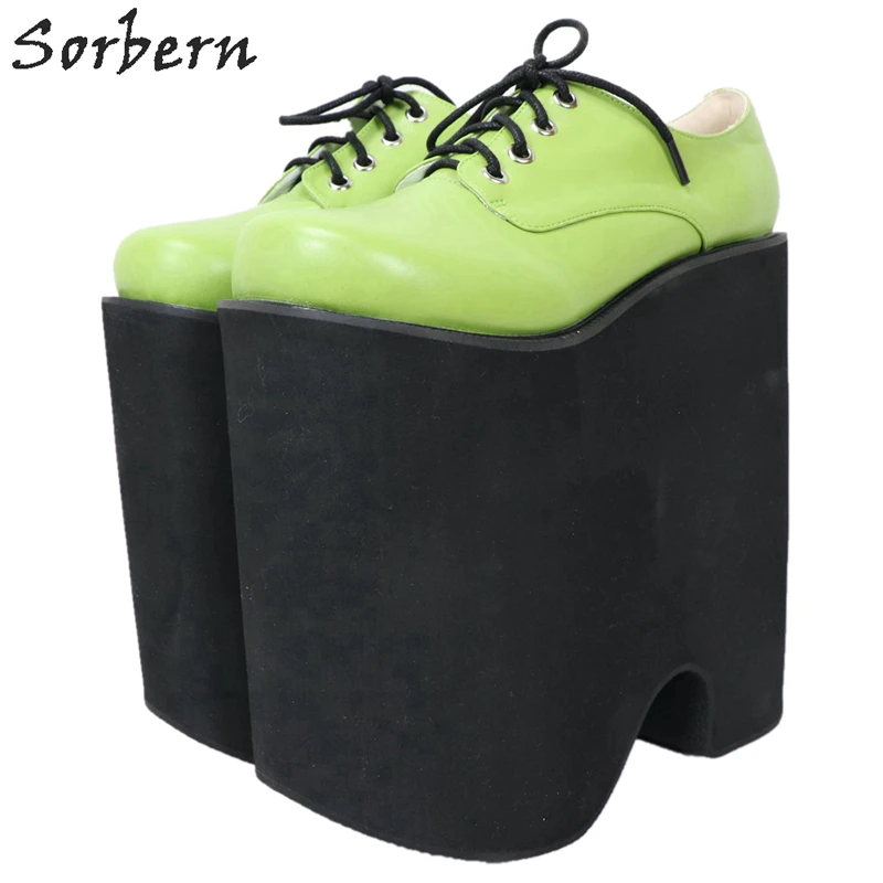 

Sorbern Green Punk Style Women Pumps Thick Platform Shoe Lace Up Lolita Shoes Custom Colors Extreme High Heel Pump Heeled