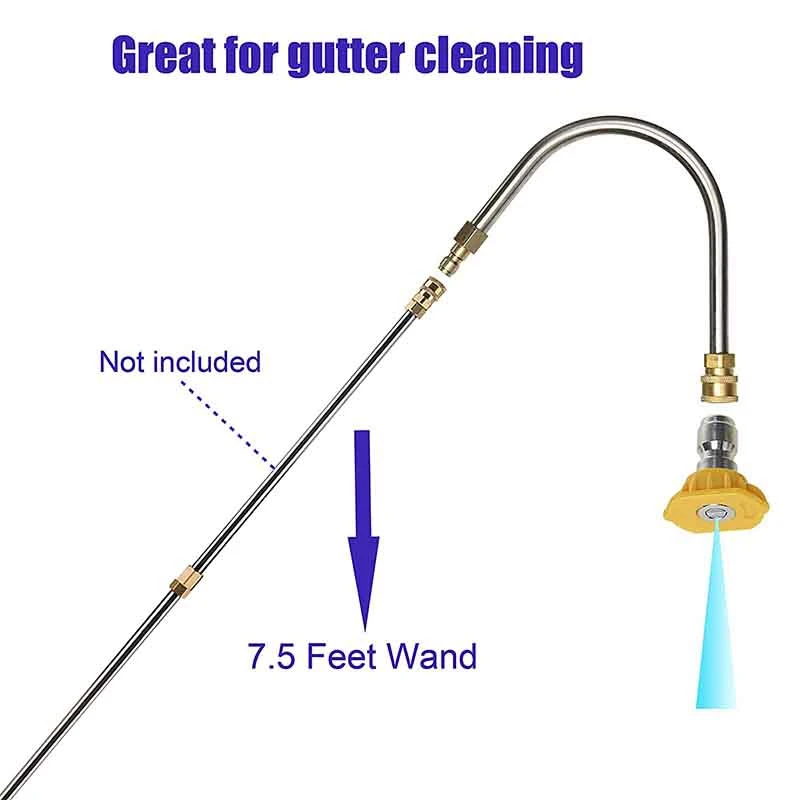 

High-Pressure Car Wash Cleaning Accessories 1/4 Quick-Connect No Dead Angle 360-Degree Extension Rod 5 Nozzles