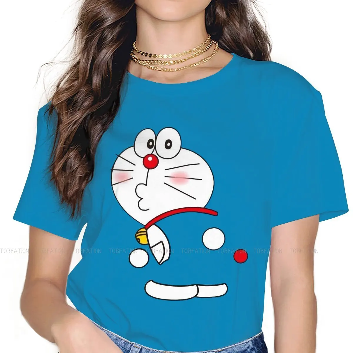 Женские футболки с милым котом Doraemon Kawaii Robot Cat манга гранж винтажная женская