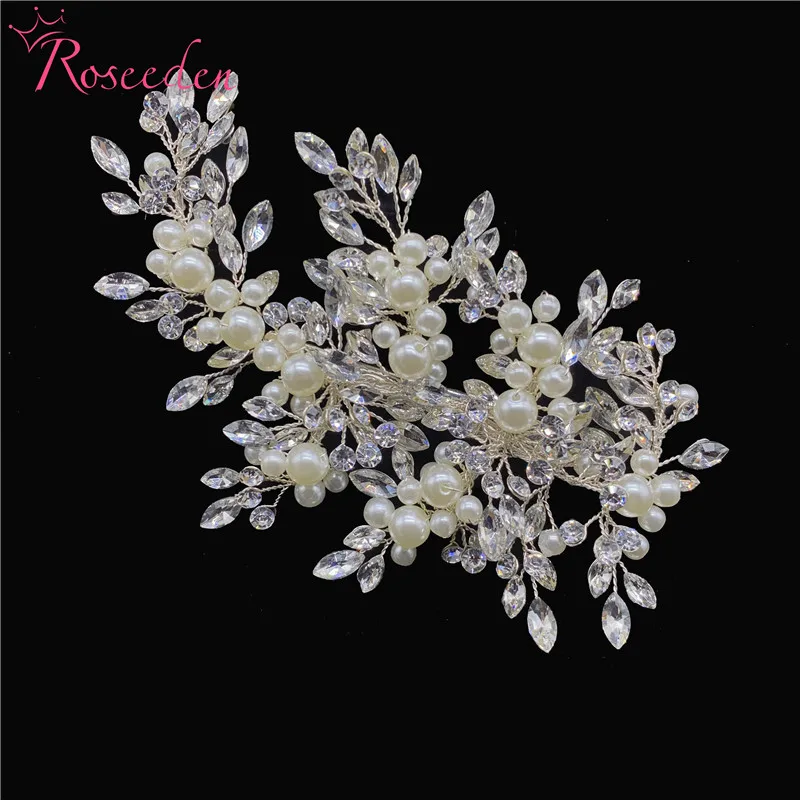 1 piece with pearls Классическая Свадебная Серебряная расческа для волос для невесты стразы жемчужный головной убор Свадебные аксессуары для волос украшение головы RE3517 - Metal color: 1 piece with pearls