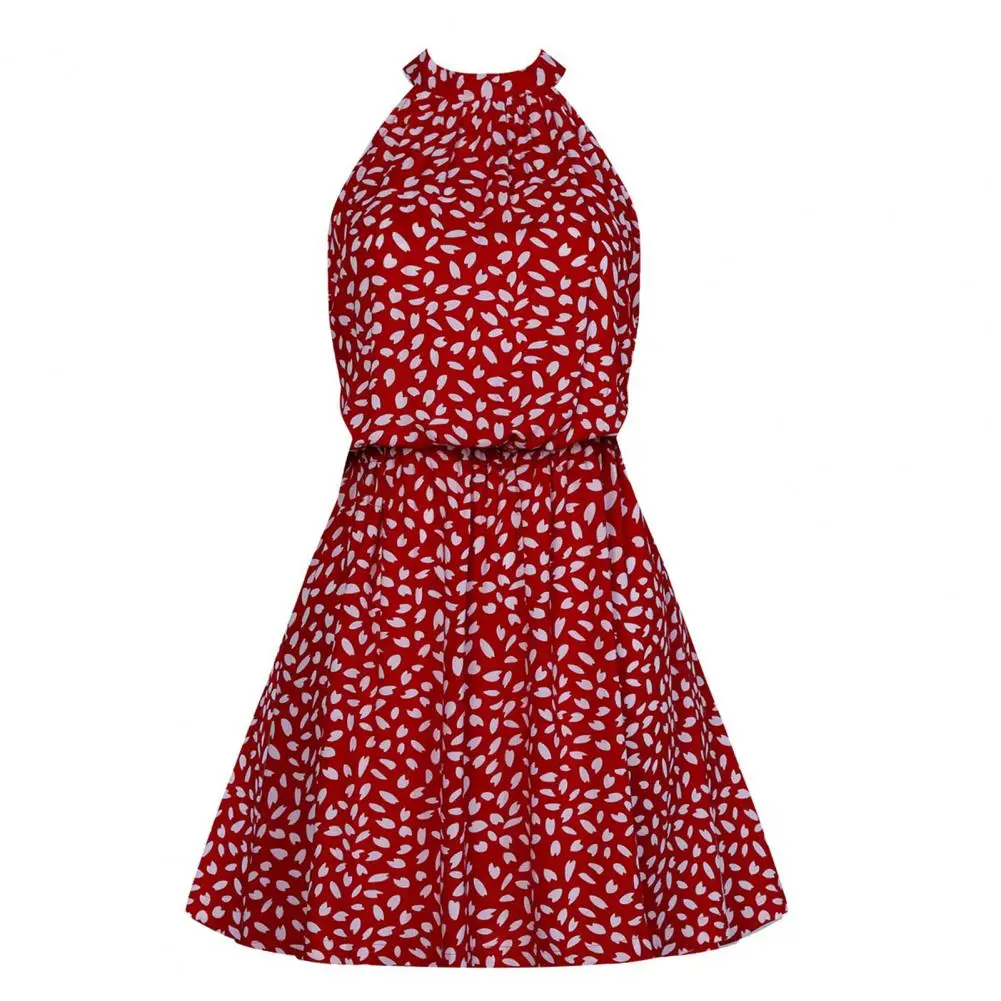 

Summer Halter dress Women Floral Print Hanging Neck Strapless Sleeveless Mini Dress for Women Sexy club party dress Vestidos