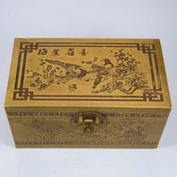 chinese treasure chest imitation antique storage box magpie plum blossom retro ancient china brass lock jewelry box