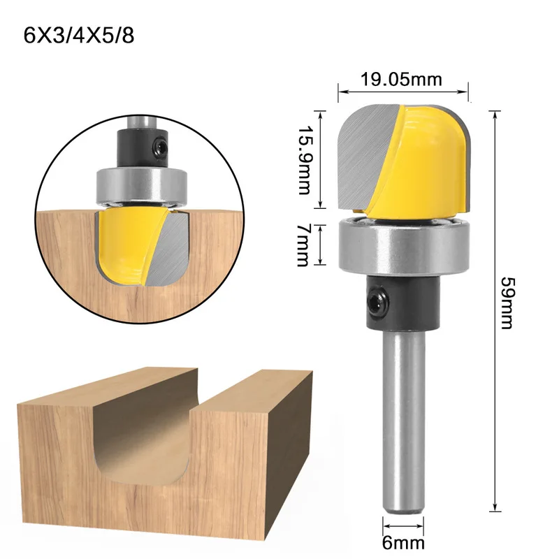 6mm 1/4 Shank Deep Round Trimming Router Bit Pattern Top Bottom Bearing Slot Carving Wood Milling Cutter | Инструменты