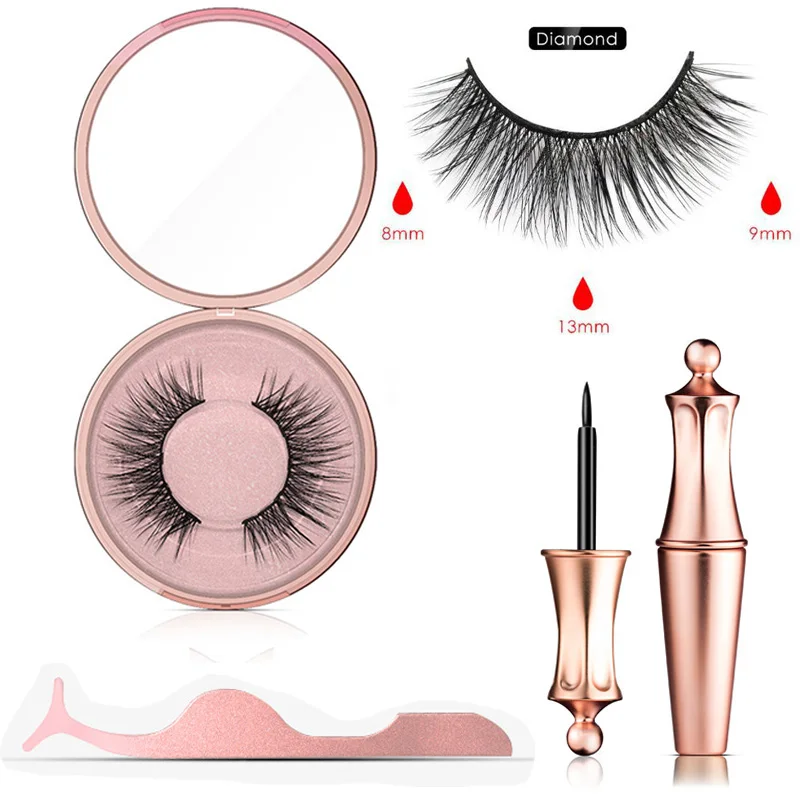 Natural Thick Magnetic Eyeliner Eyelashes Set No Glue Prevent Allergy Handmade Magnetic Fake Eyelashes With Eyelashes Applicator - Цвет: MP074ADi