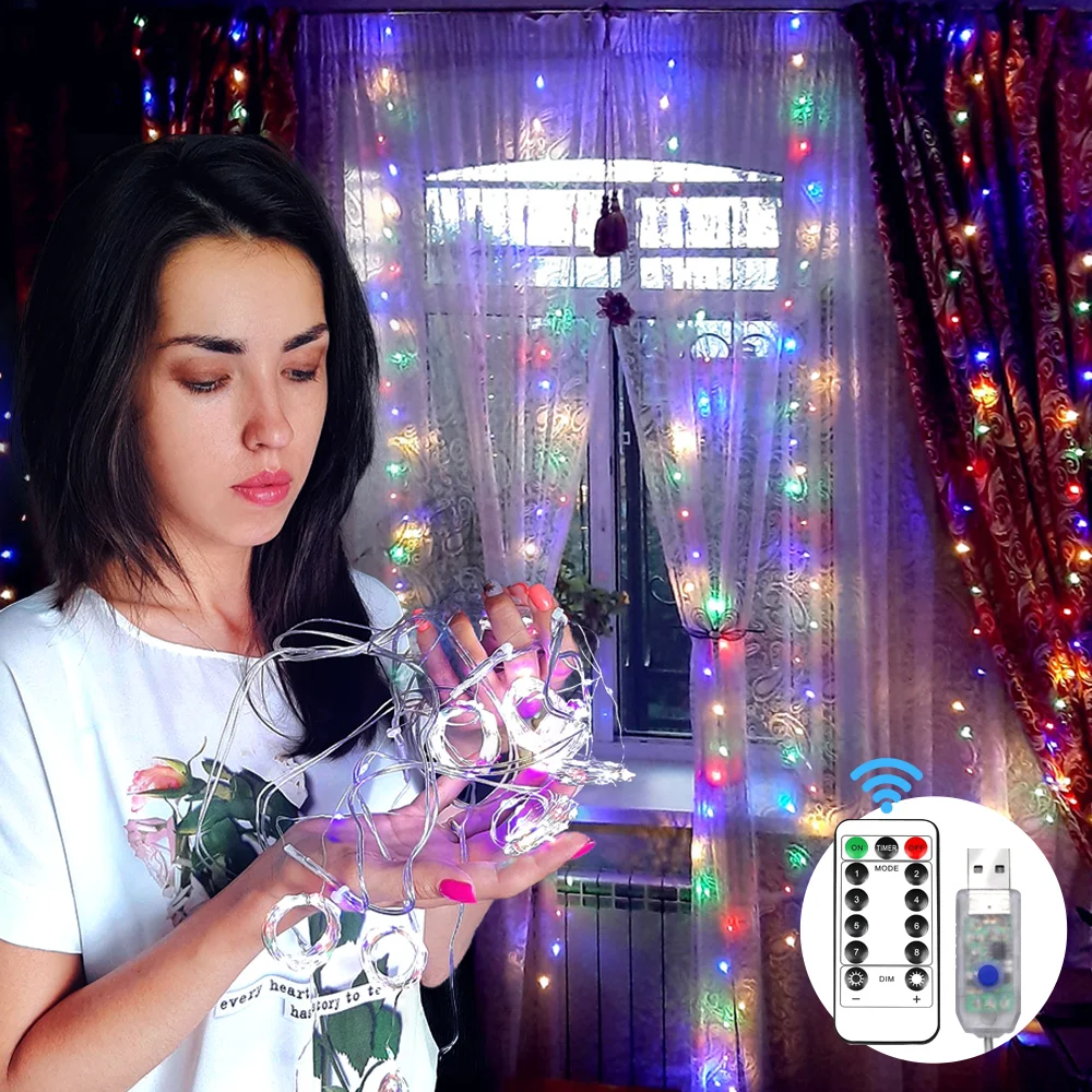 

LED Curtain Lights String Fairy Light For Room Remote Outdoor USB Control New Year Home Decor Christmas Lights Holiday Lighting