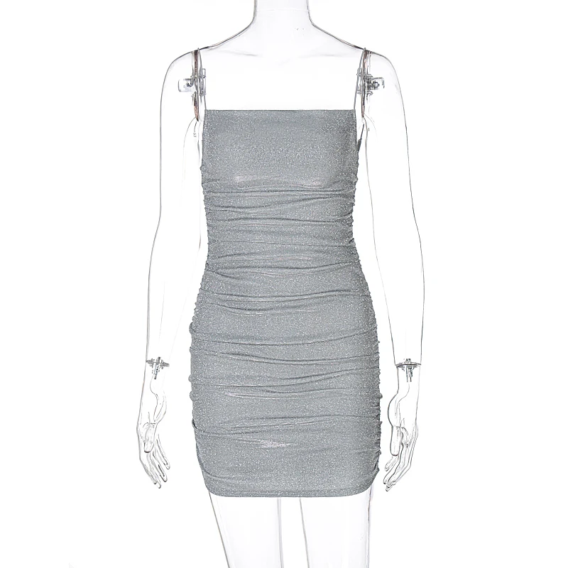 

Spring Summer Women Fashion Streetwear Outfits Party Y2K Club Clothing 2021 Sleeveless Sequined Shiny Sexy Mini Dress