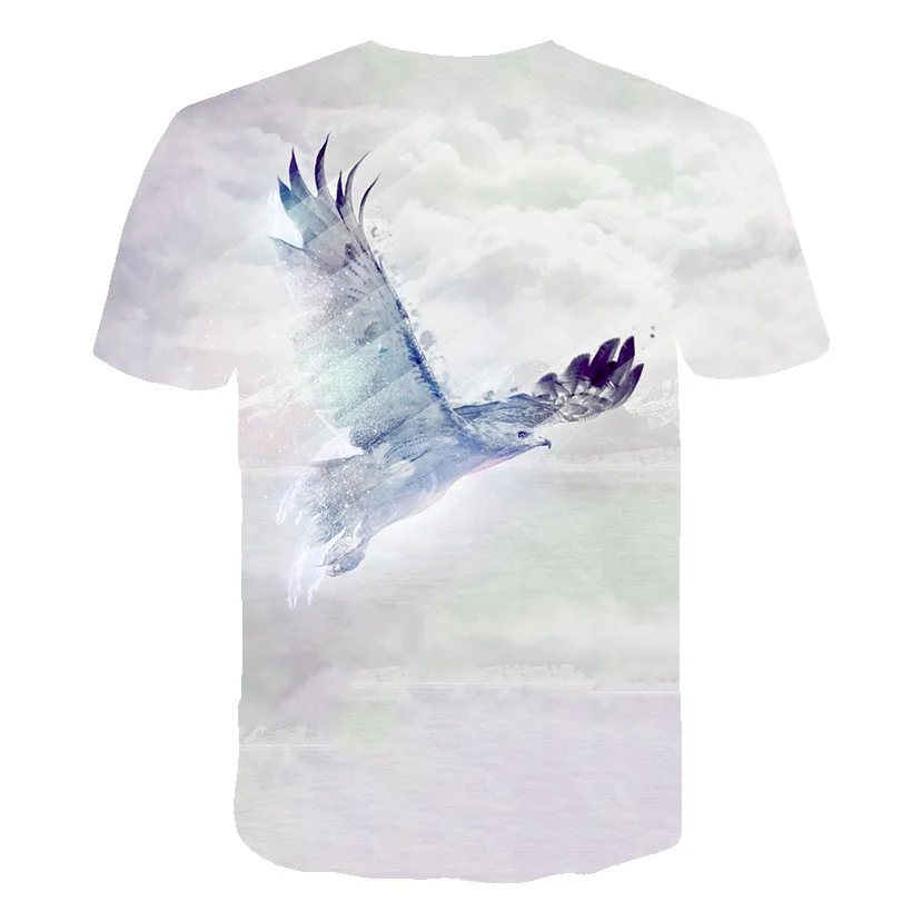 

Summer T Shirt Men Loose O-Neck Fashion casual T-shirt All-Match Short Sleeve 3D eagle Print T Shirt Tops 2021 Spring Summer