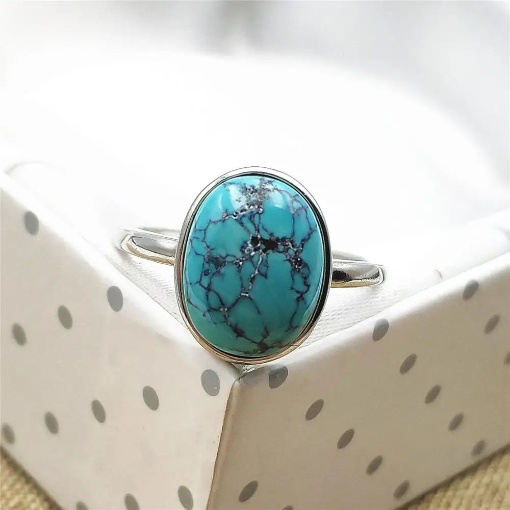 Женское регулируемое кольцо цвет естественный бирюзово-зеленый из серебра 925