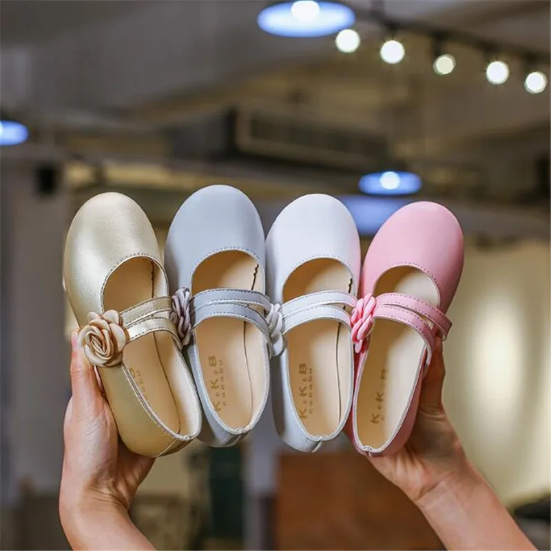 Weoneit детские туфли с цветочным принтом белые розовые золотые вечерние кожаные