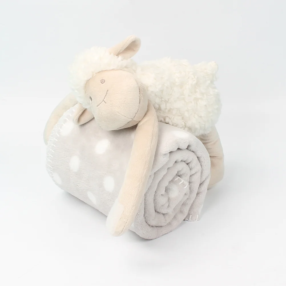 

Stuffed Animal Funny Sheep Holding a Blanket Pillow for Kids Toddler