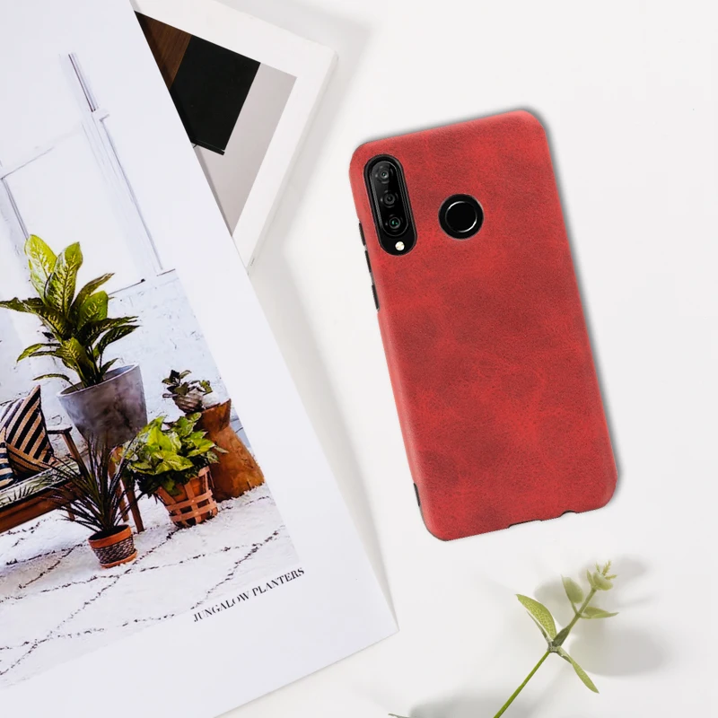 

Fashion Plain Cover For Huawei P30 Lite Luxury Leather Case For Huawei Nova 4E Back Cover Shockproof Cases Soft Silicone Shell