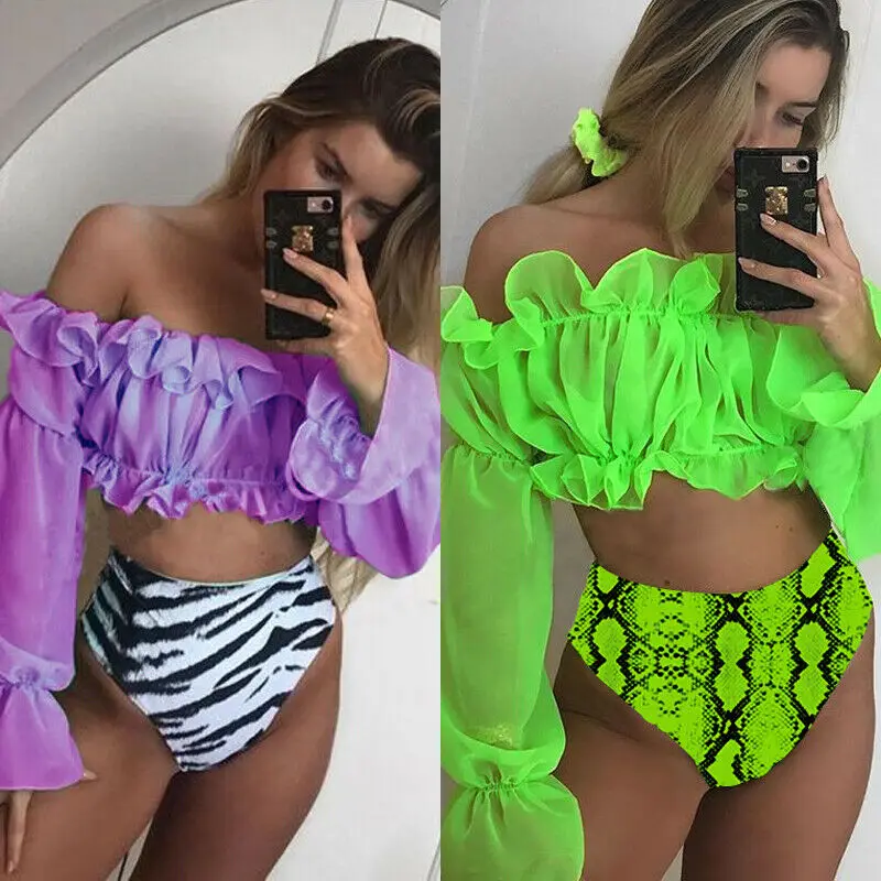 Новинка разноцветный женский купальник с длинным рукавом бандаж сексуальный