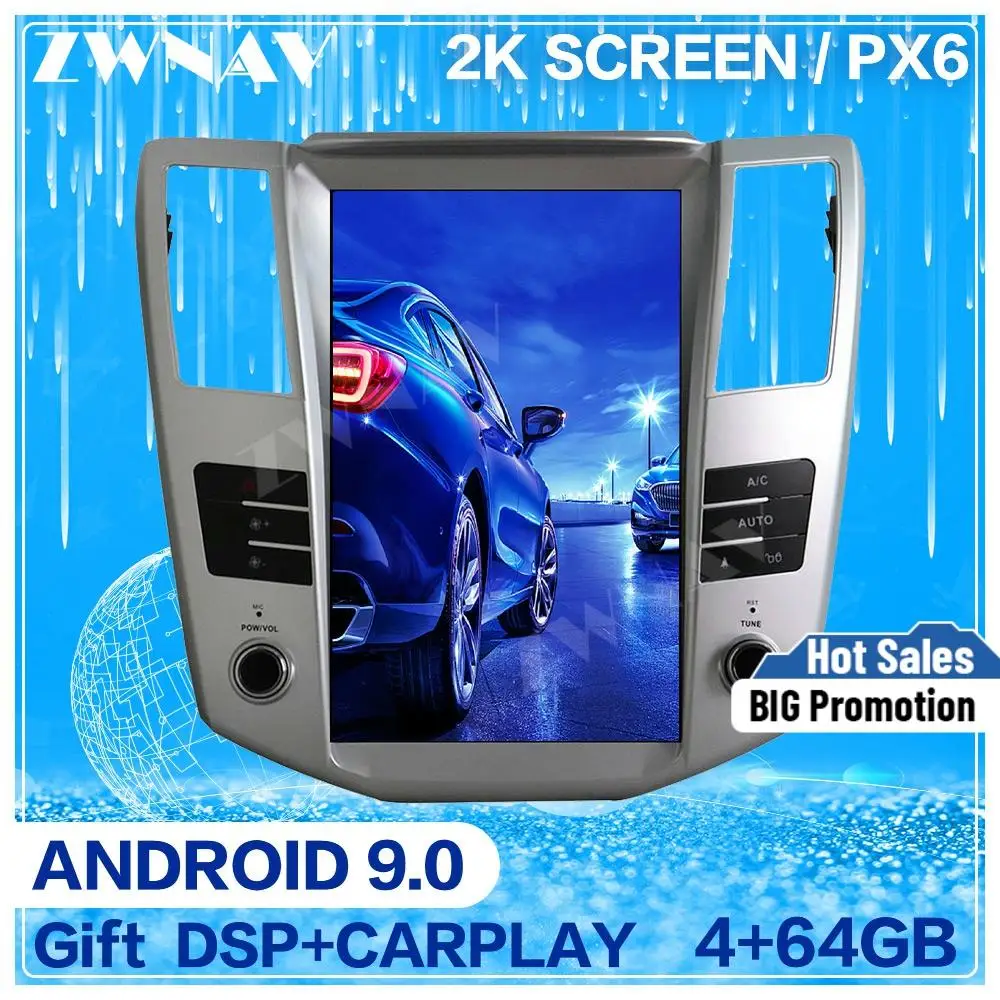 Tesla экран Android 9 автомобильный мультимедийный плеер для Lexus RX300 RX330 RX350 2004 2007 BT GPS Navi