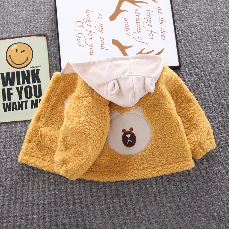 

Baby Coat Boy Girl Jacket Toddler Hooded Costume Bear Clothes Outerwear Fashion Solid Outfits Soft Long Sleeve for 0-36 Months