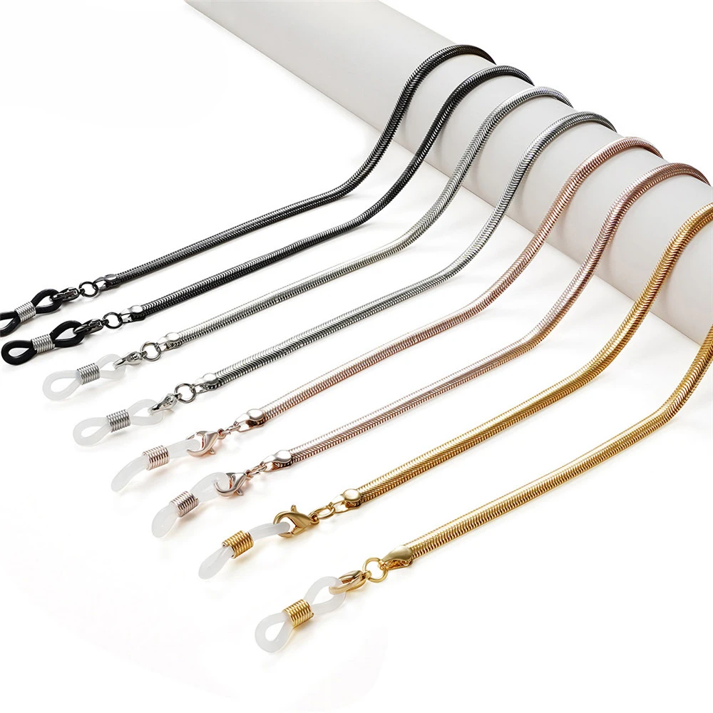 Цепочка для очков чтения модный ремешок со змеиным звеньем золотистый